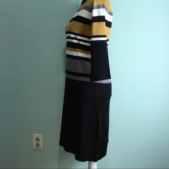 Allison Brittney-Gold/ Black Striped Sweater Dress - Picture 2 of 6